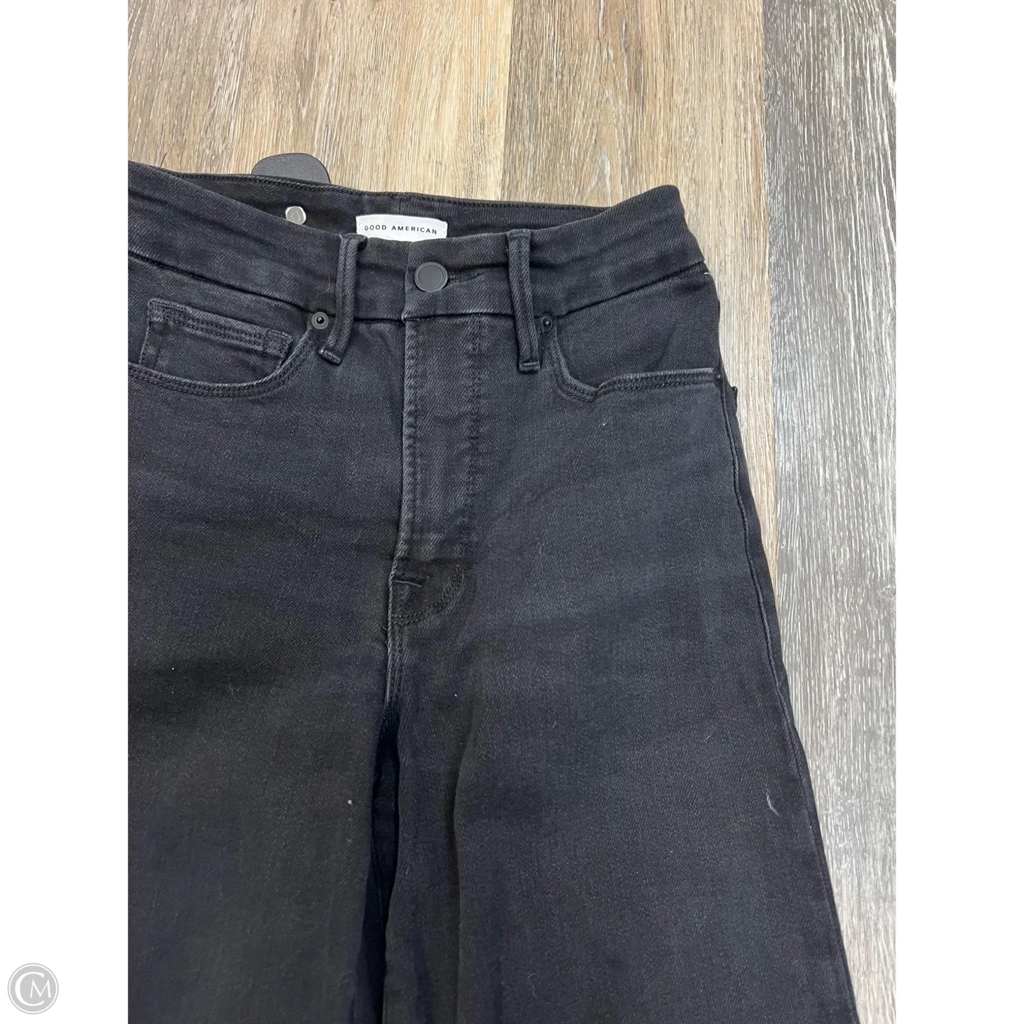 Jeans Wide Leg By Good American In Black Denim, Size: 00/24
