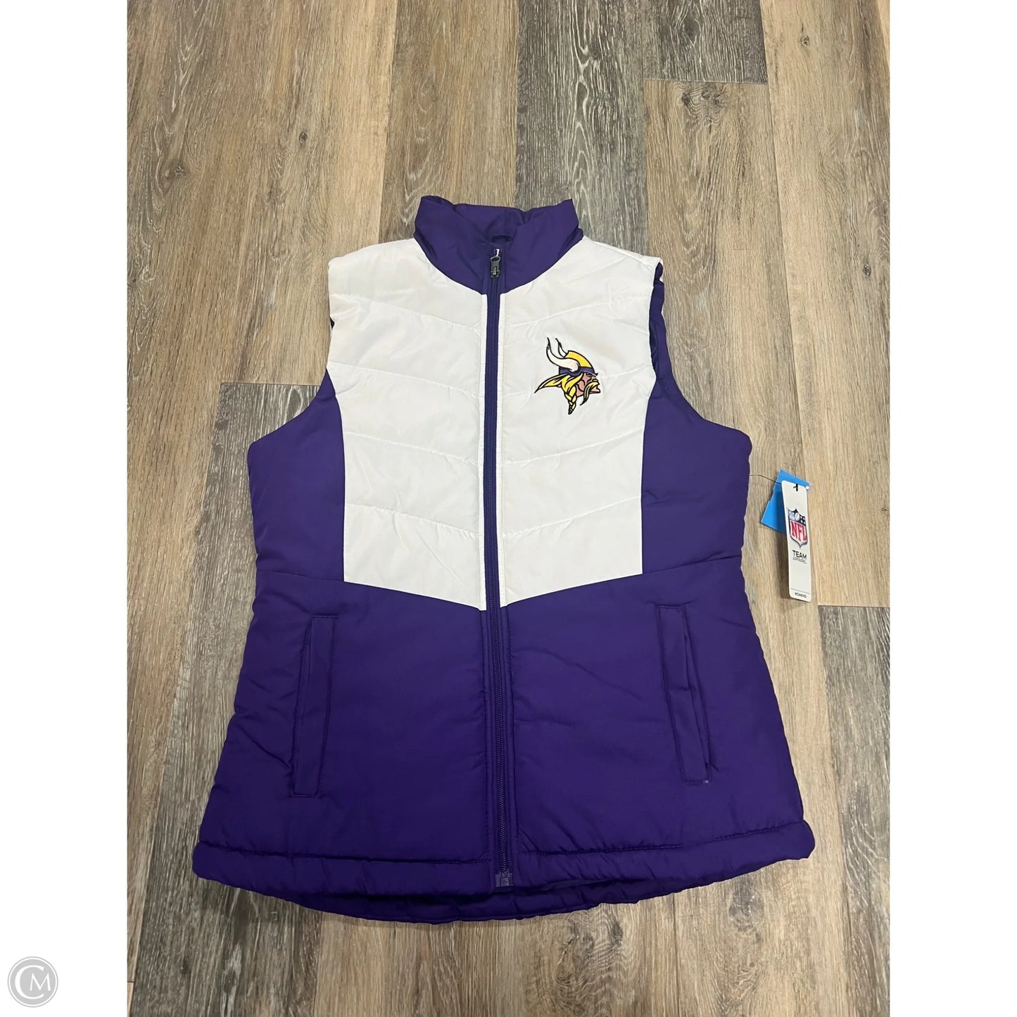 Vest Puffer & Quilted By Nfl In Purple & White, Size: M
