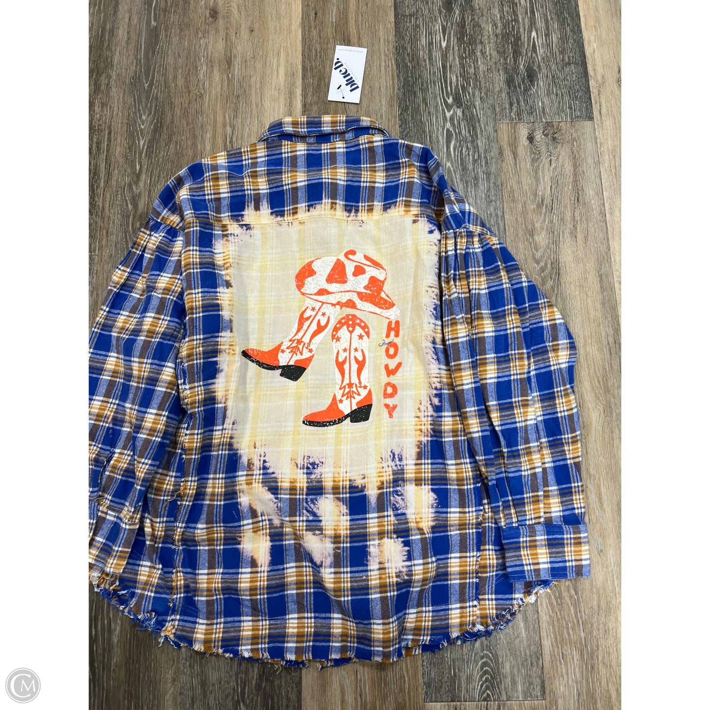 Blouse Long Sleeve By Blue B In Plaid Pattern, Size: S