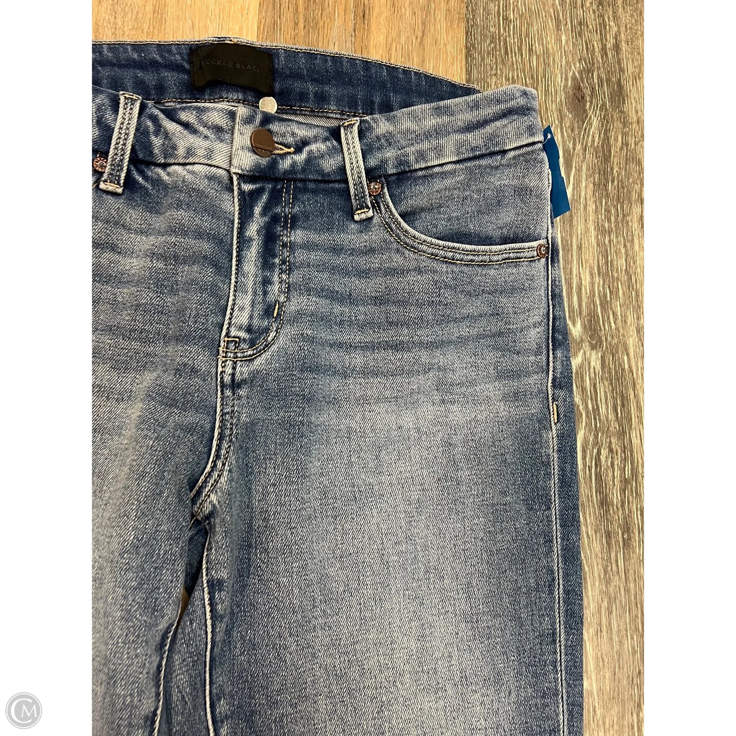 Jeans Straight By Buckle Black In Blue Denim, Size: 10