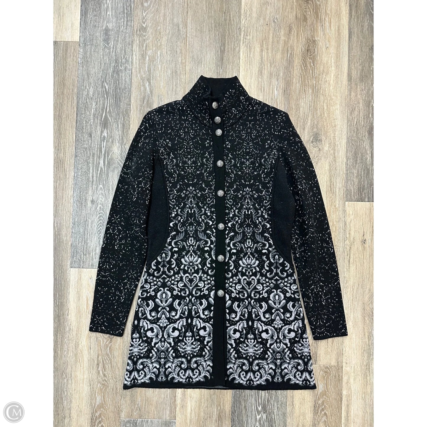 Sweater Cardigan By Icelandic Designs In Black & Grey, Size: S