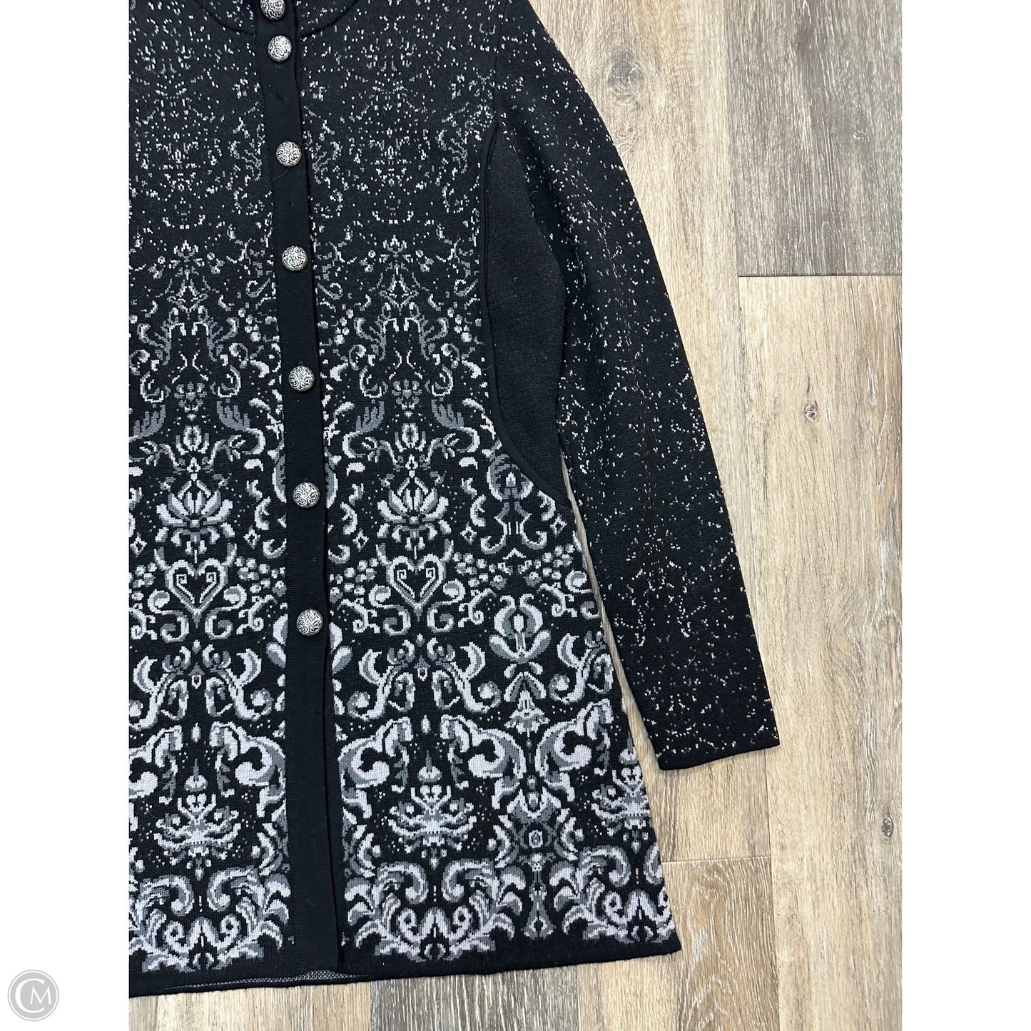 Sweater Cardigan By Icelandic Designs In Black & Grey, Size: S