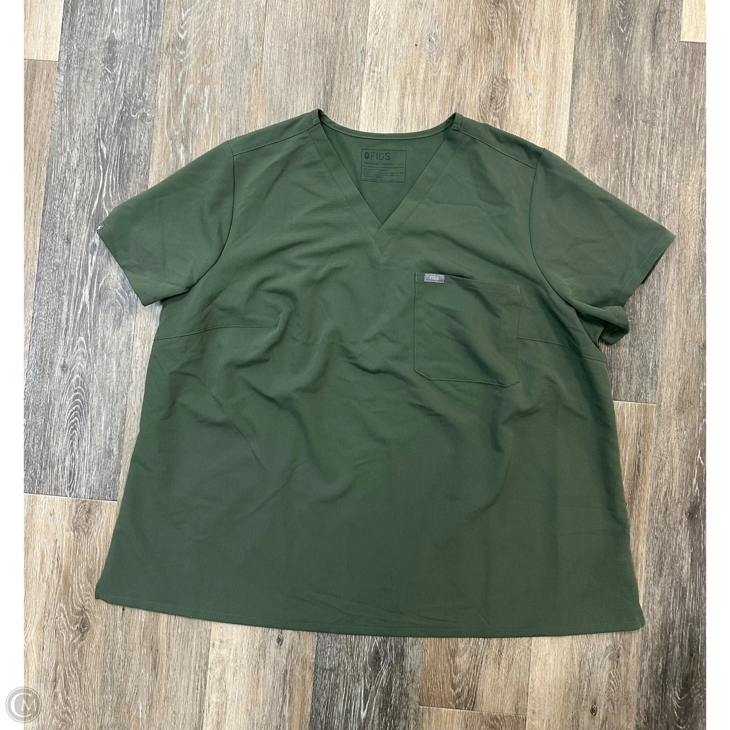 Athletic Top Short Sleeve By Figs In Green, Size: 4XL