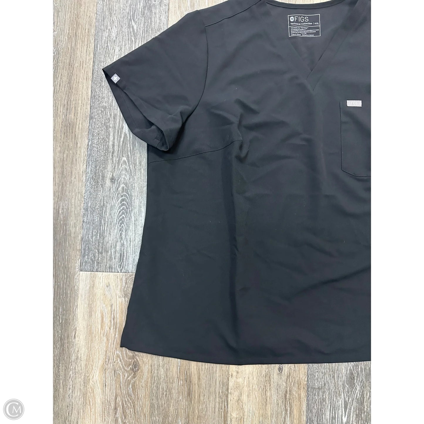 Athletic Top Short Sleeve By Figs In Black, Size: 4x