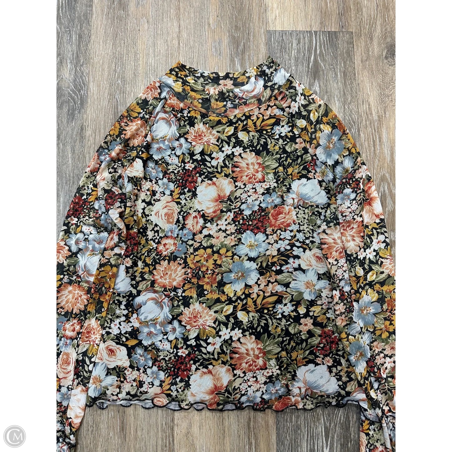 Top Long Sleeve By Promesa In Floral Print, Size: L