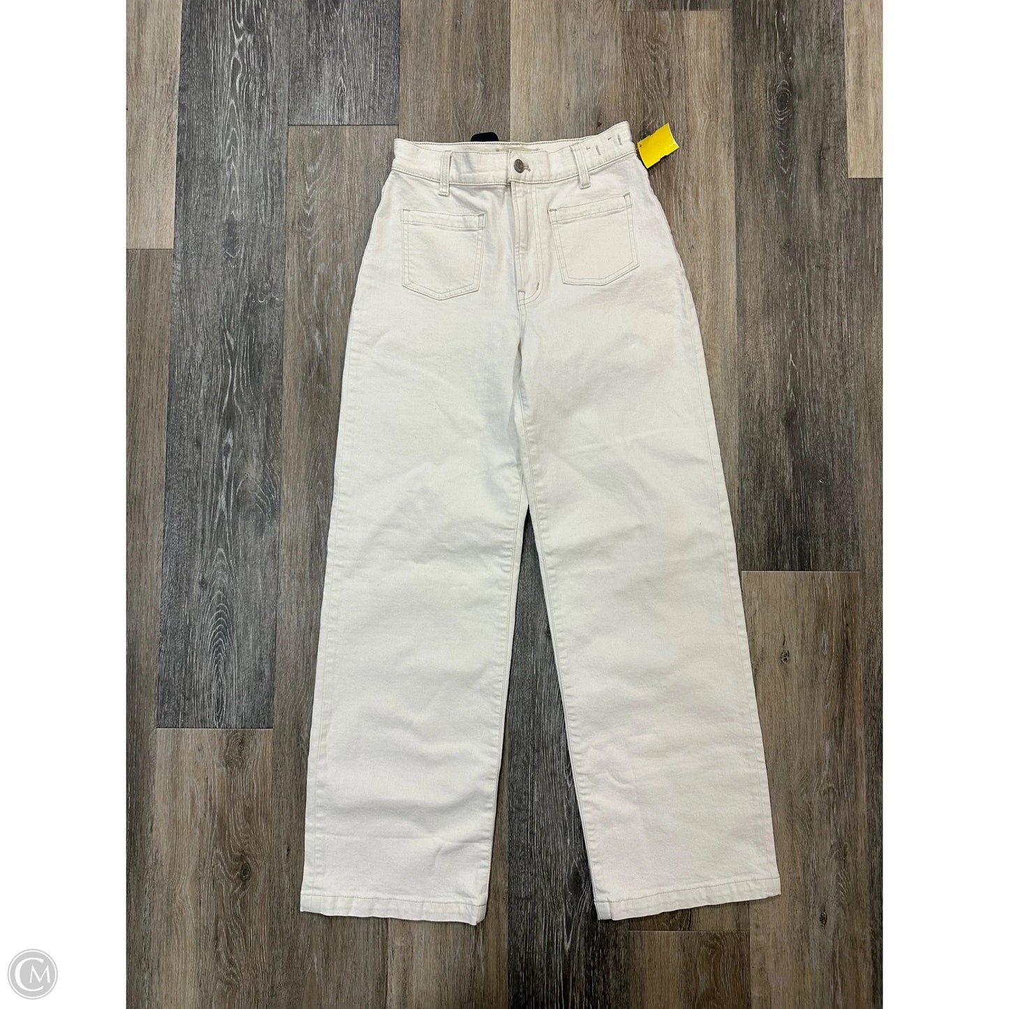 Jeans Wide Leg By Madewell In Cream Denim, Size: 1/25