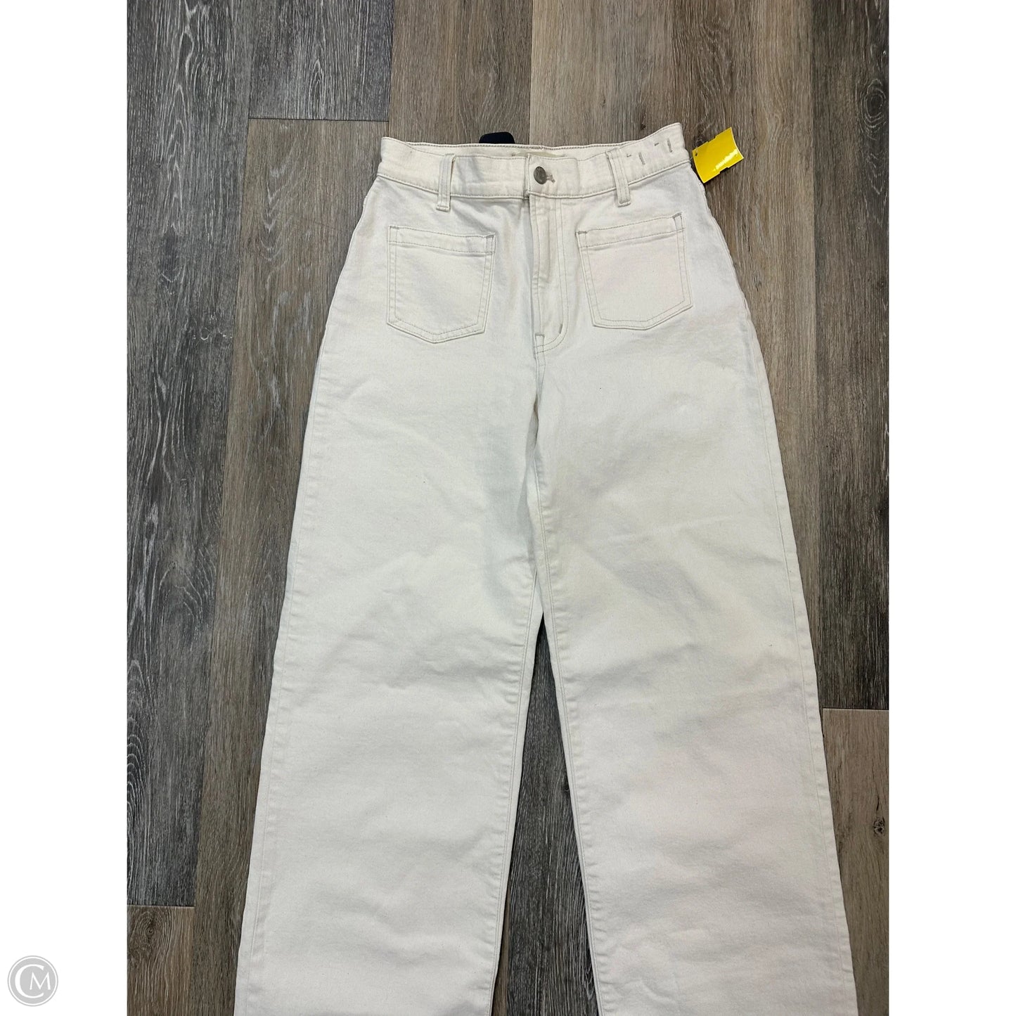 Jeans Wide Leg By Madewell In Cream Denim, Size: 1/25