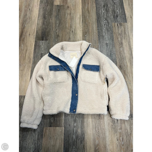 Jacket Faux Fur & Sherpa By Thread And Supply In Blue & Cream, Size: L