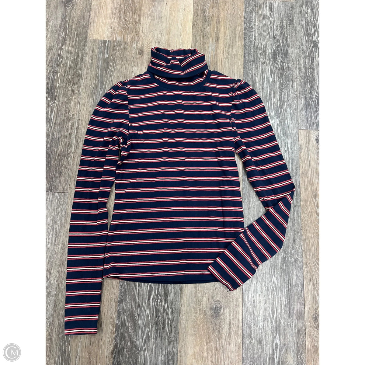 Top Long Sleeve By Evereve In Striped Pattern, Size: S