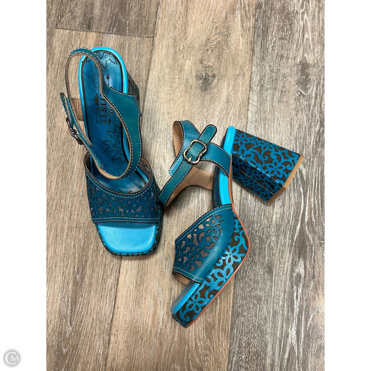 Sandals Heels Block By Spring Step In Blue, Size: 8.5