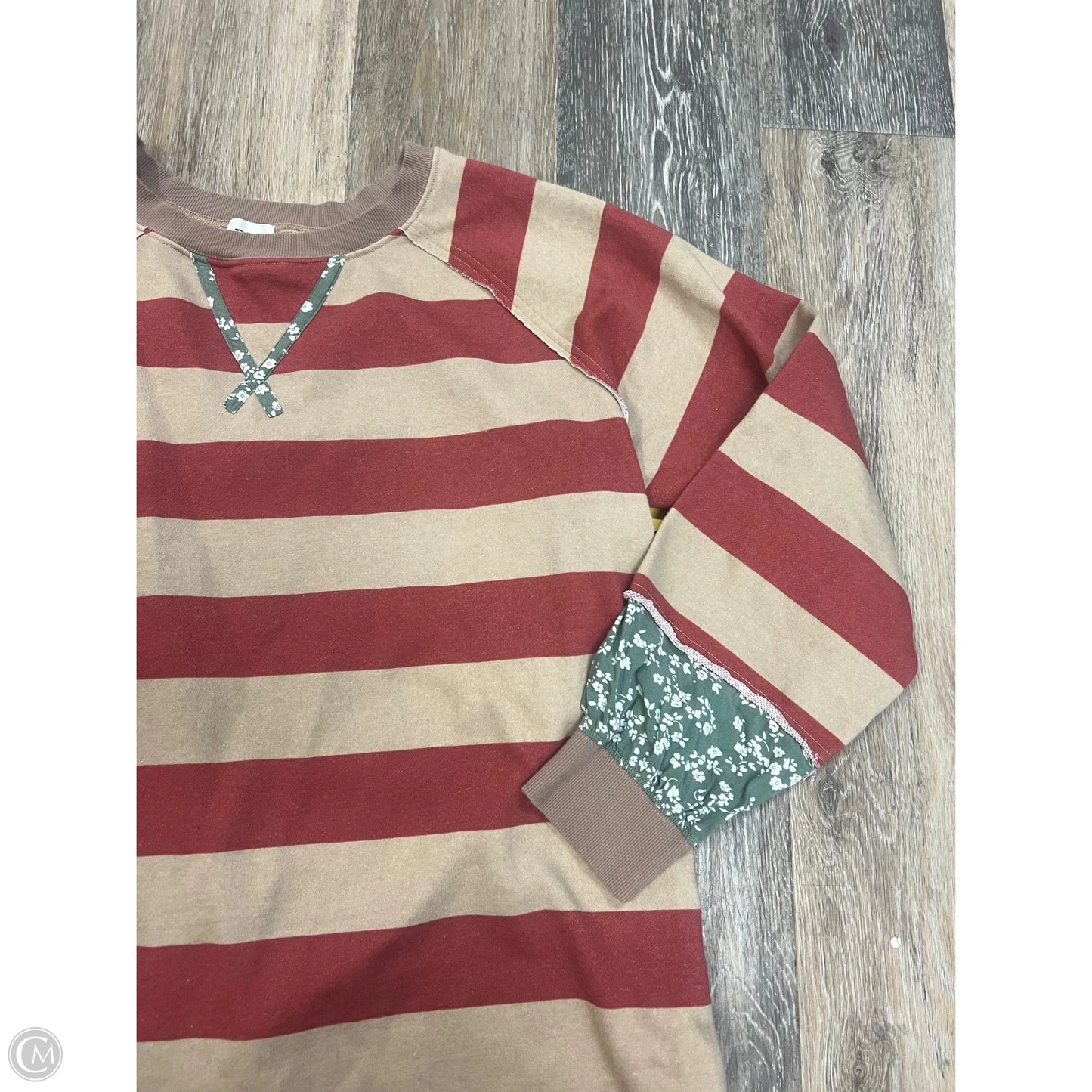 Top Long Sleeve By Bke In Striped Pattern, Size: L
