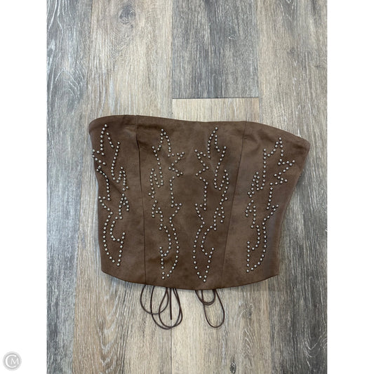 Top Sleeveless By tictoc In Brown, Size: S