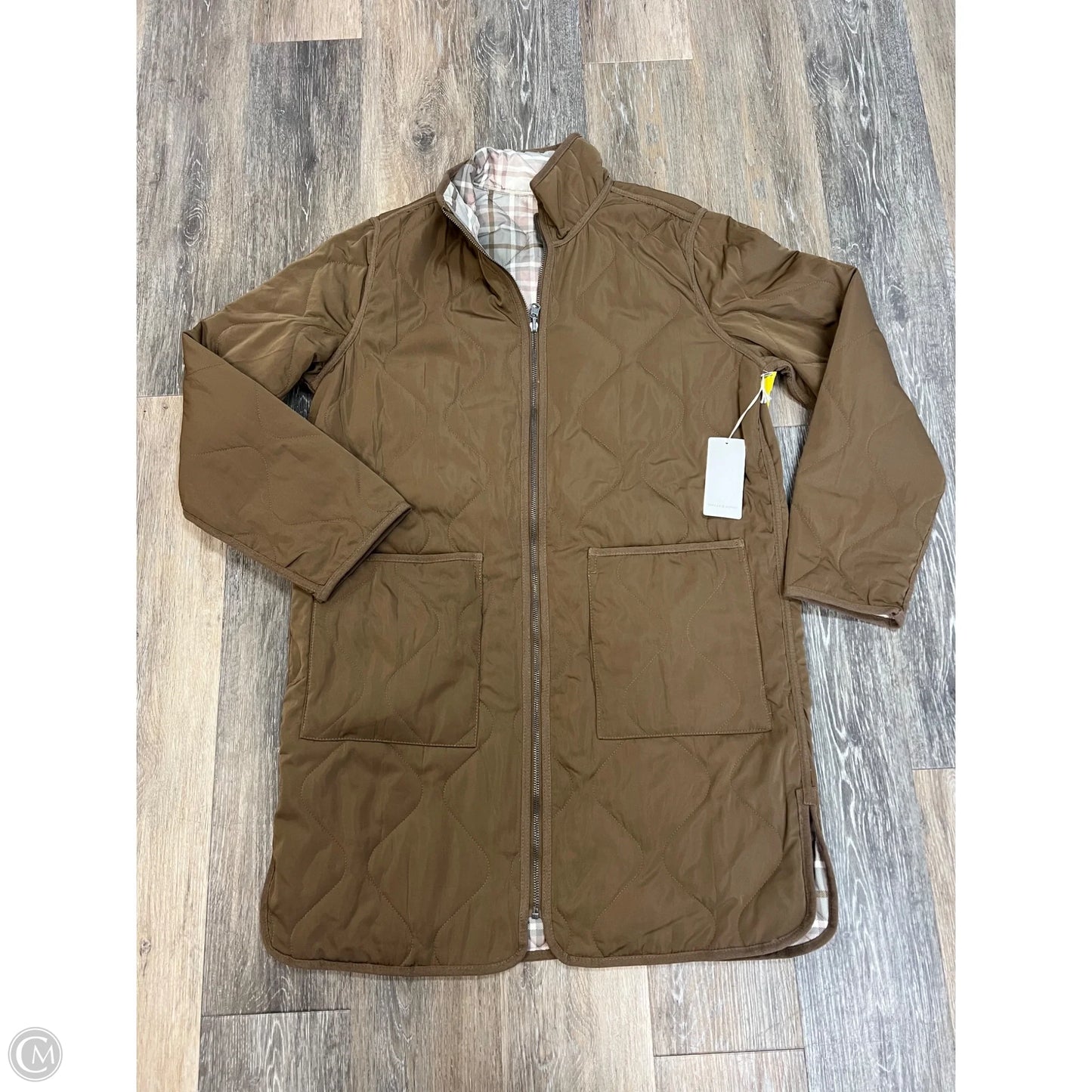 Jacket Puffer & Quilted By Thread And Supply In Tan, Size: L