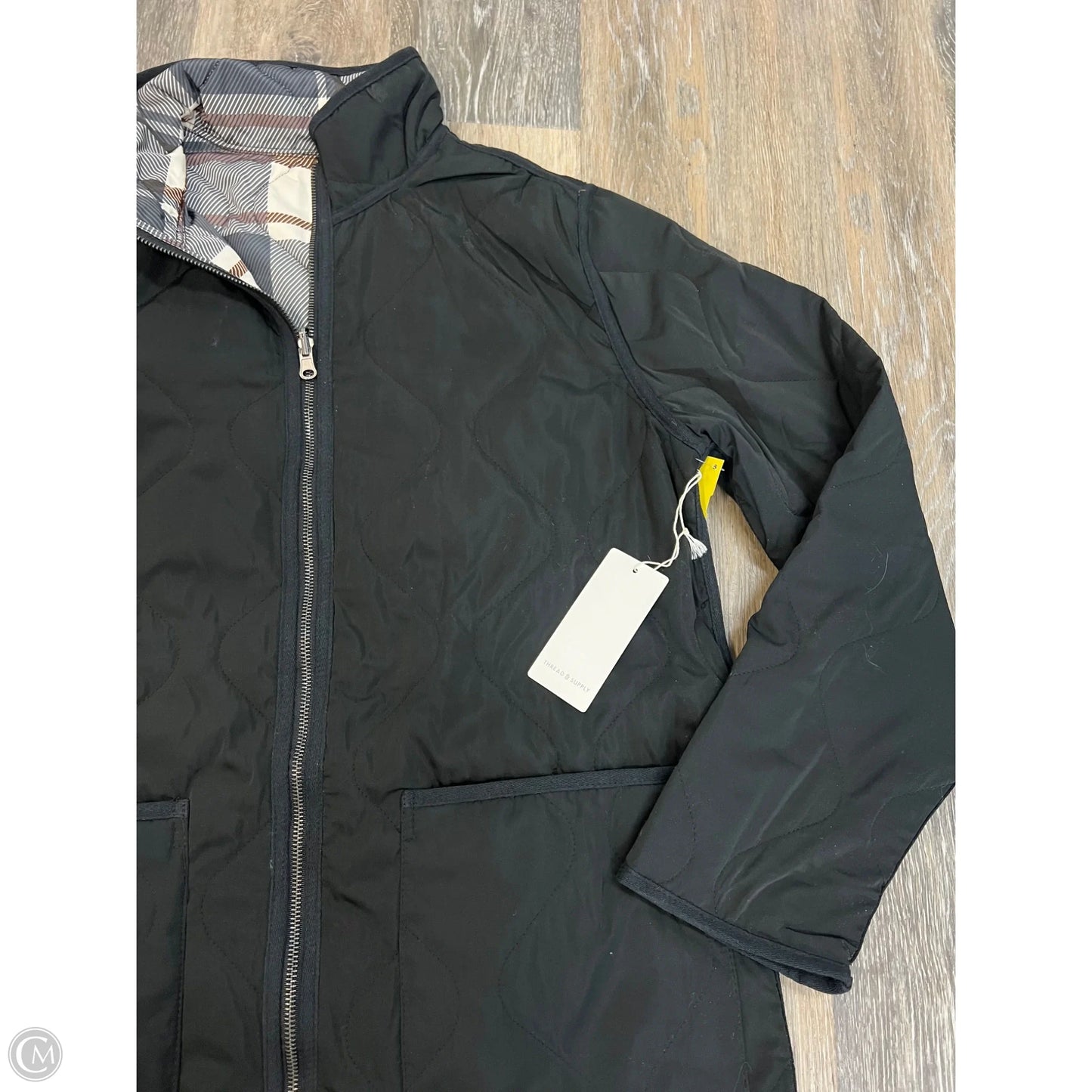 Jacket Puffer & Quilted By Thread And Supply In Black, Size: L