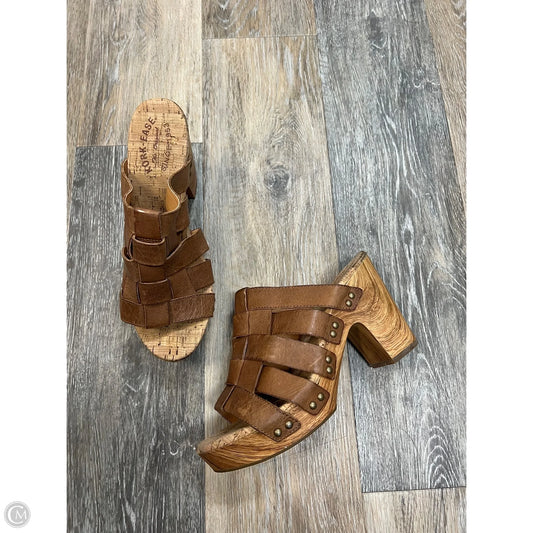 Sandals Heels Block By Kork Ease In Tan, Size: 9