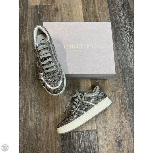 Shoes Luxury Designer By Jimmy Choo In Silver, Size: 6 (36)
