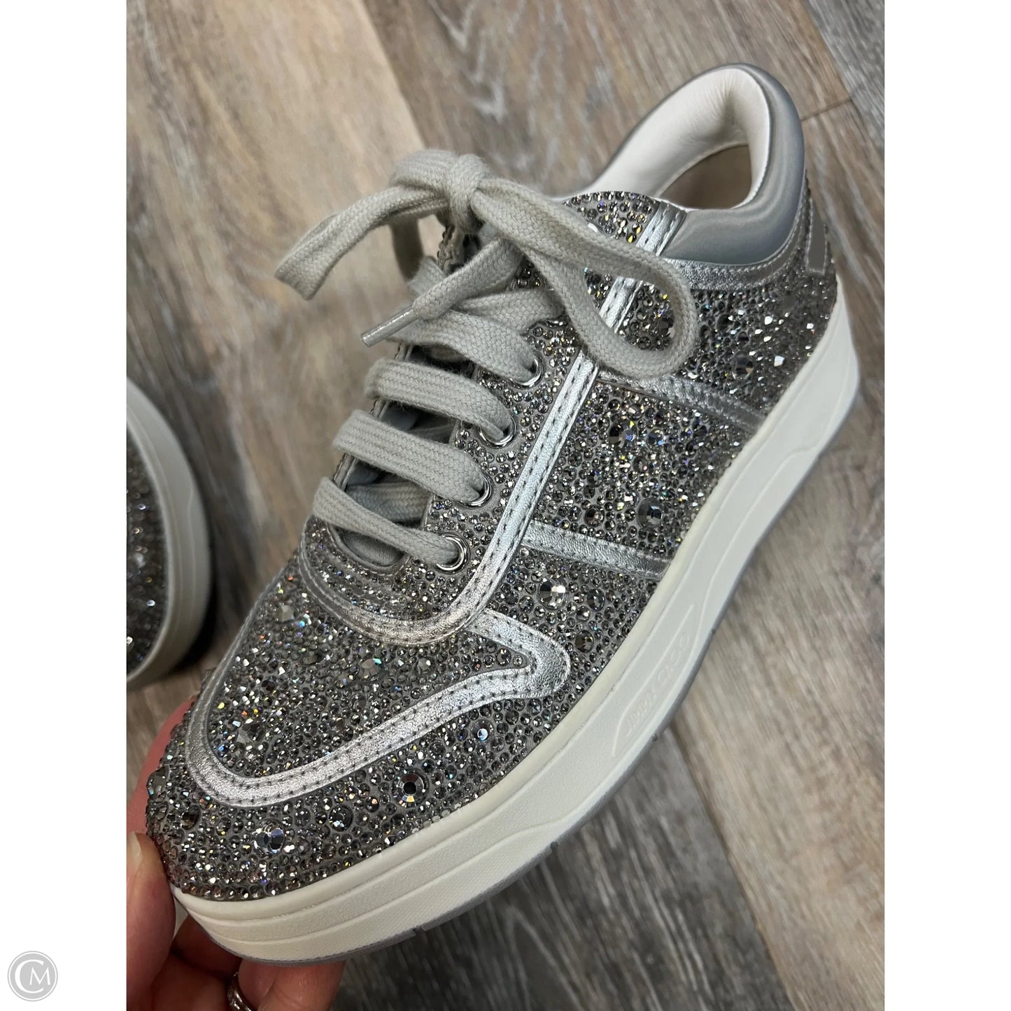 Shoes Luxury Designer By Jimmy Choo In Silver, Size: 6 (36)