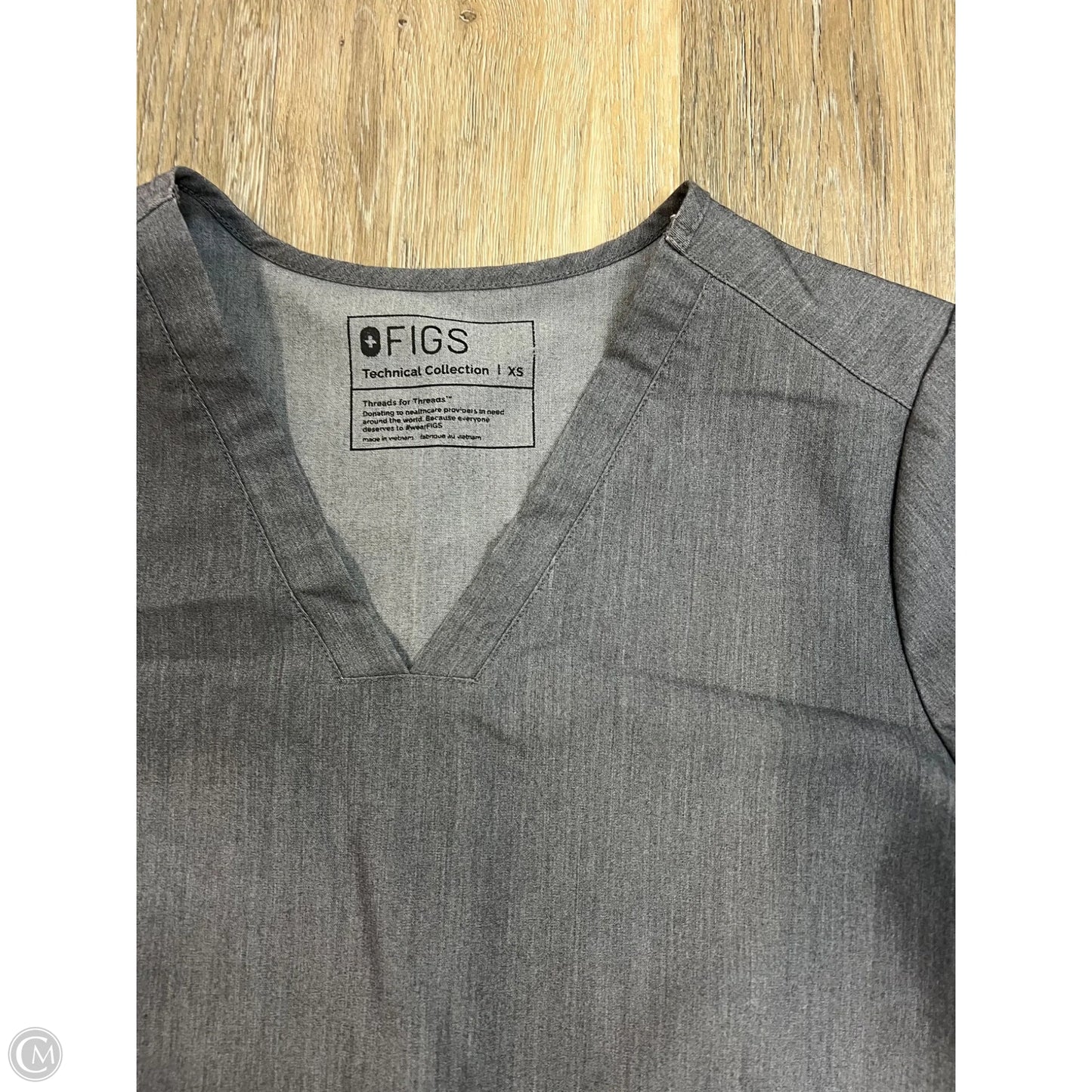 Scrub Top Short Sleeve By Figs In Grey, Size: Xs