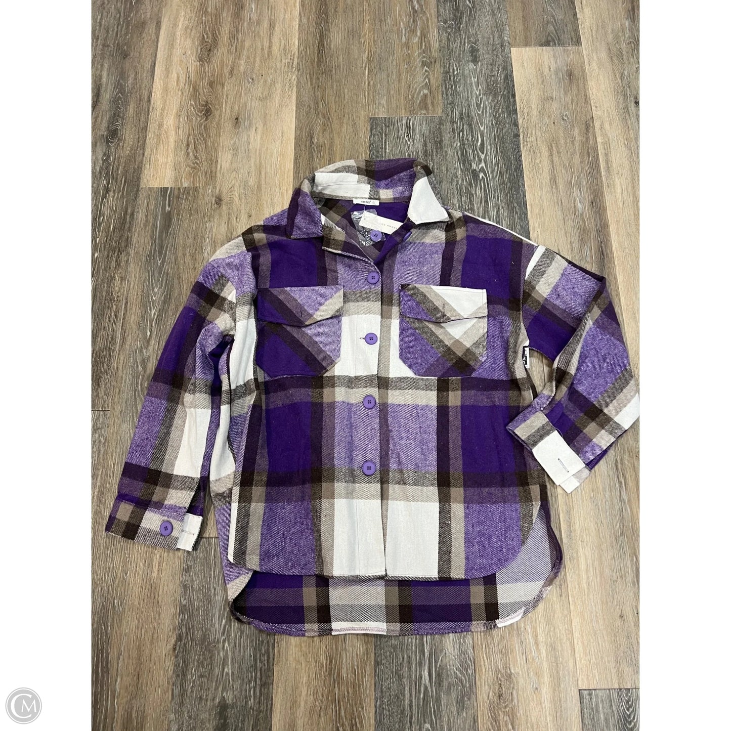 Jacket Shirt By Timing In Plaid Pattern, Size: L