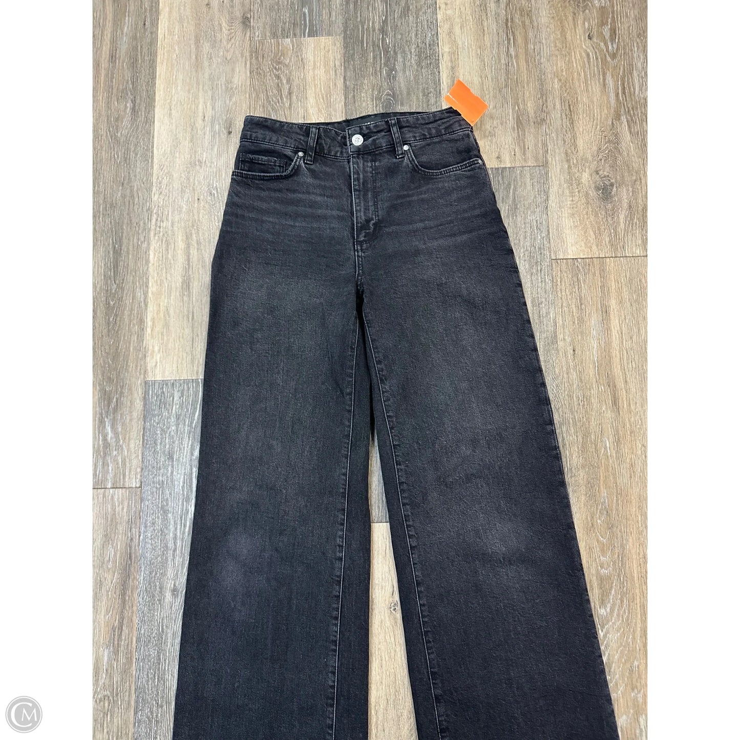 -Jeans Wide Leg By Paige In Black Denim, Size: 2/26