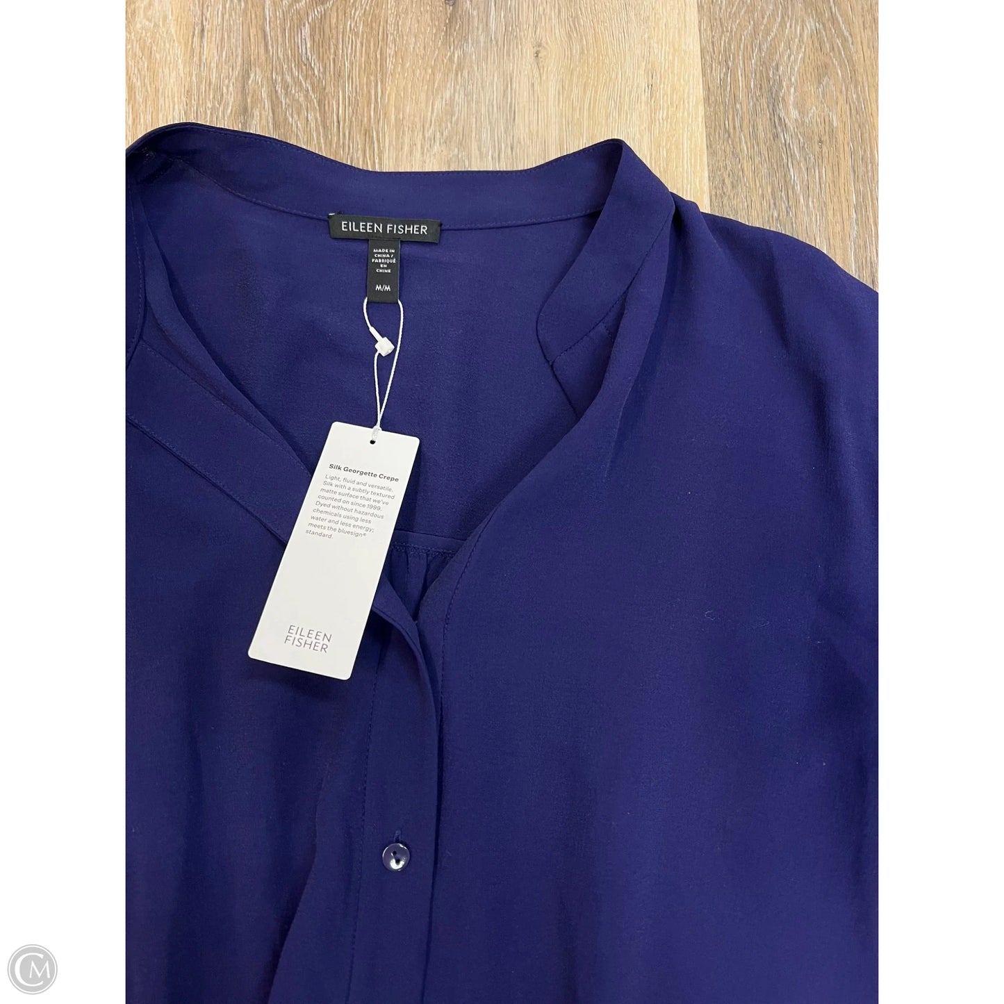 Blouse Long Sleeve By Eileen Fisher In Blue, Size: M