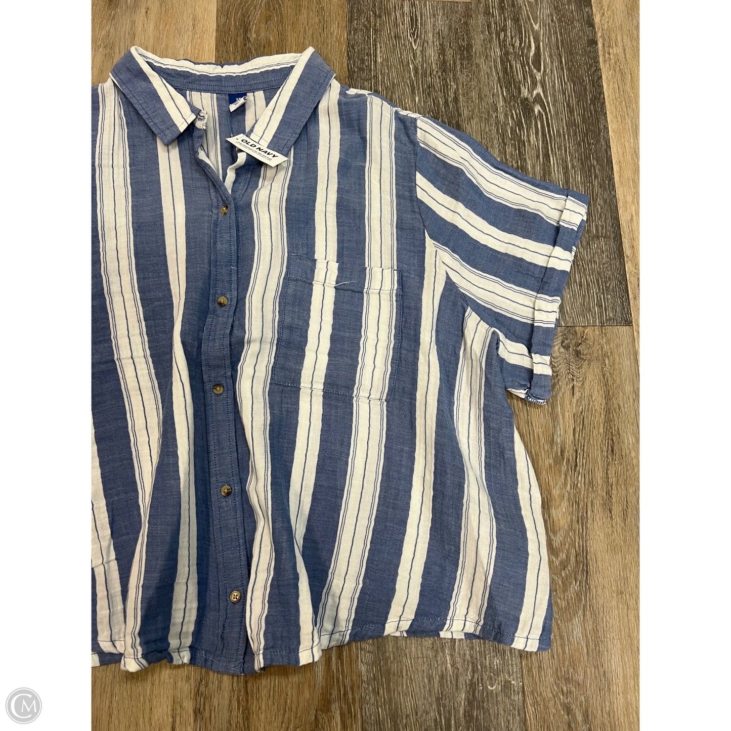 Blouse Short Sleeve By Old Navy In Striped Pattern, Size: 2x