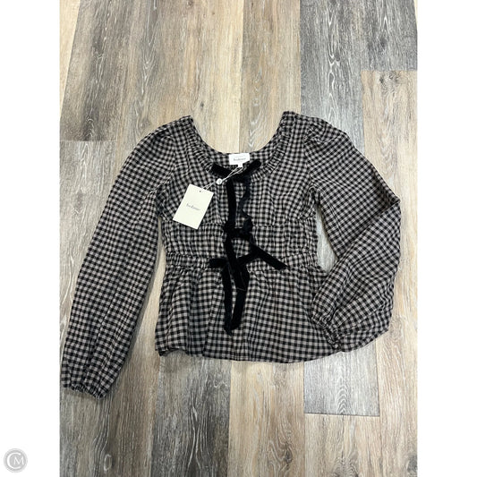 -Blouse Long Sleeve By Bohme In Checkered Pattern, Size: S