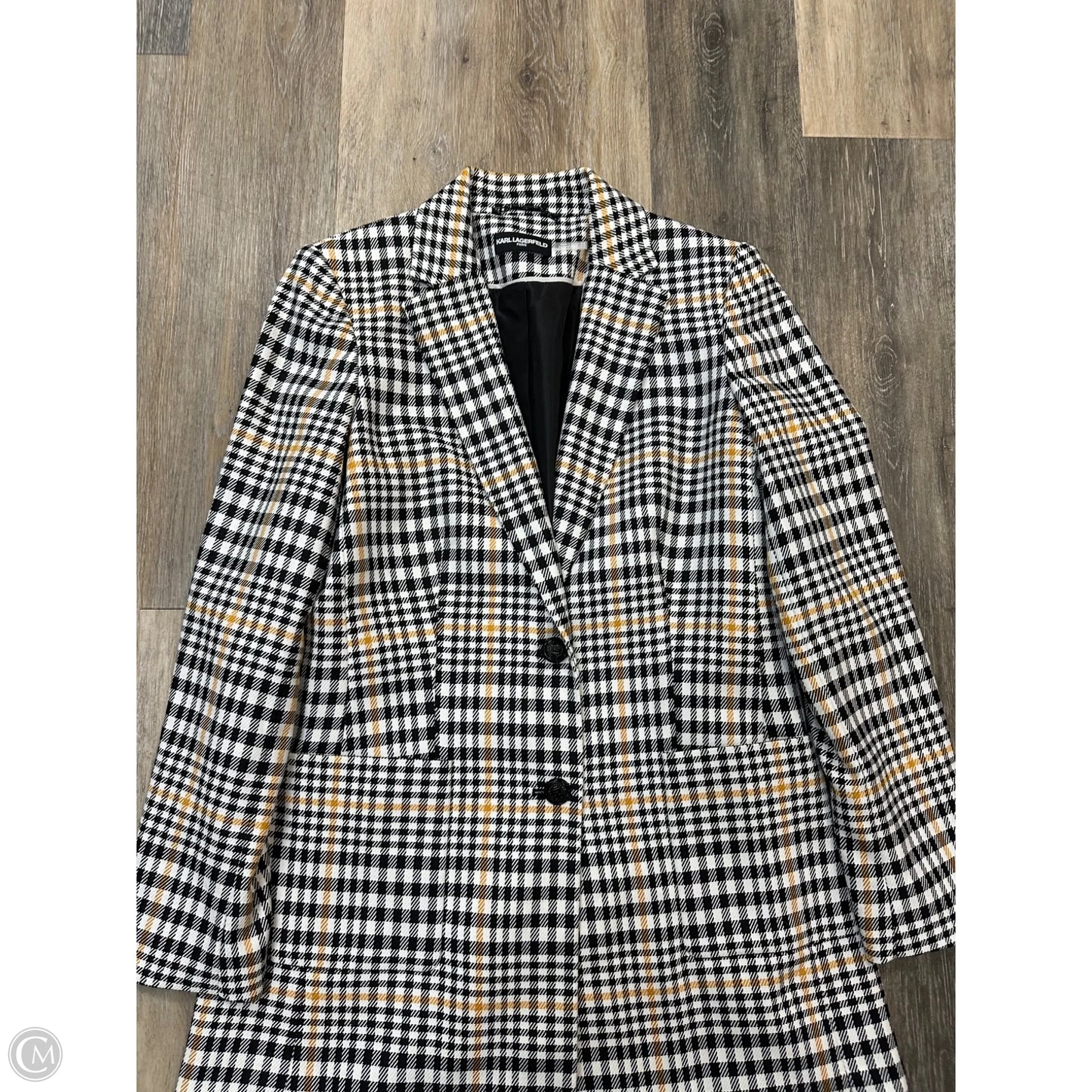 Blazer Designer By Karl Lagerfeld In Black & White, Size: M