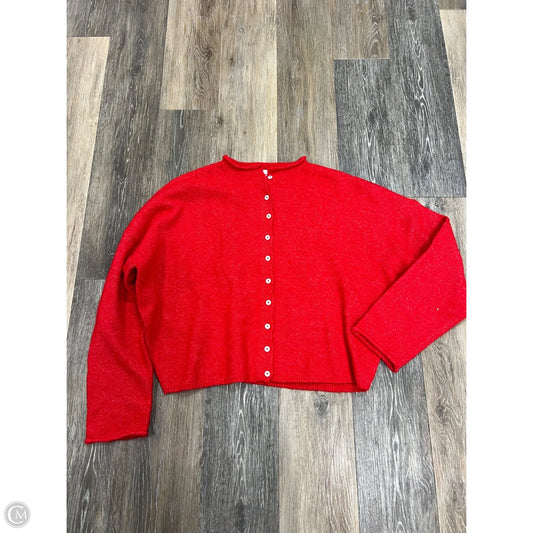 Sweater Cardigan By Things Between In Red, Size: S