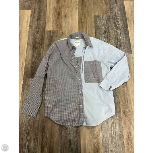 Blouse Long Sleeve By Abercrombie And Fitch In Blue & Grey, Size: M