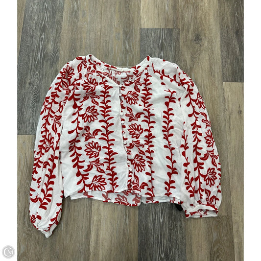 Blouse Long Sleeve By Ellison In Red & White, Size: L