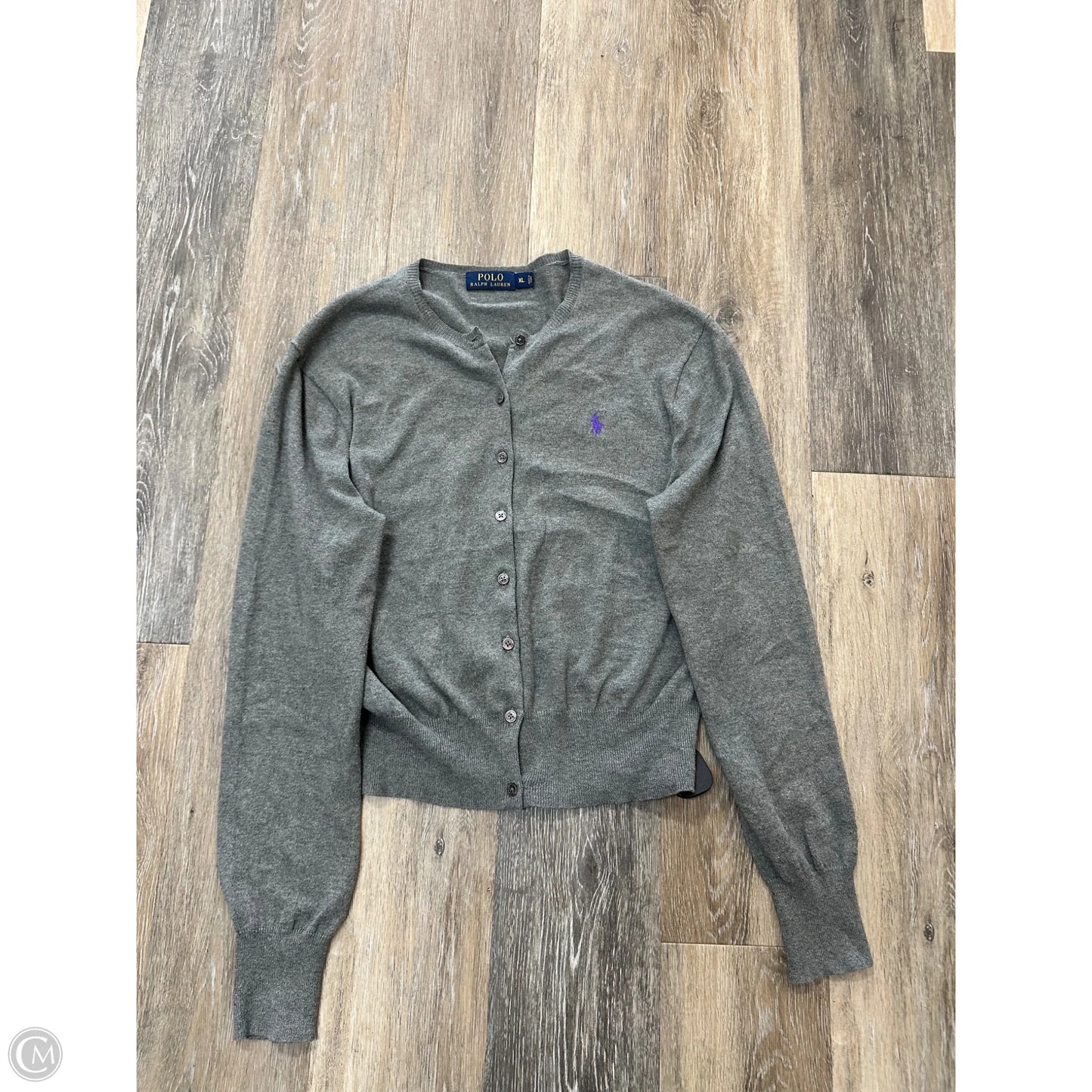 Sweater Cardigan By Polo Ralph Lauren In Grey, Size: Xl