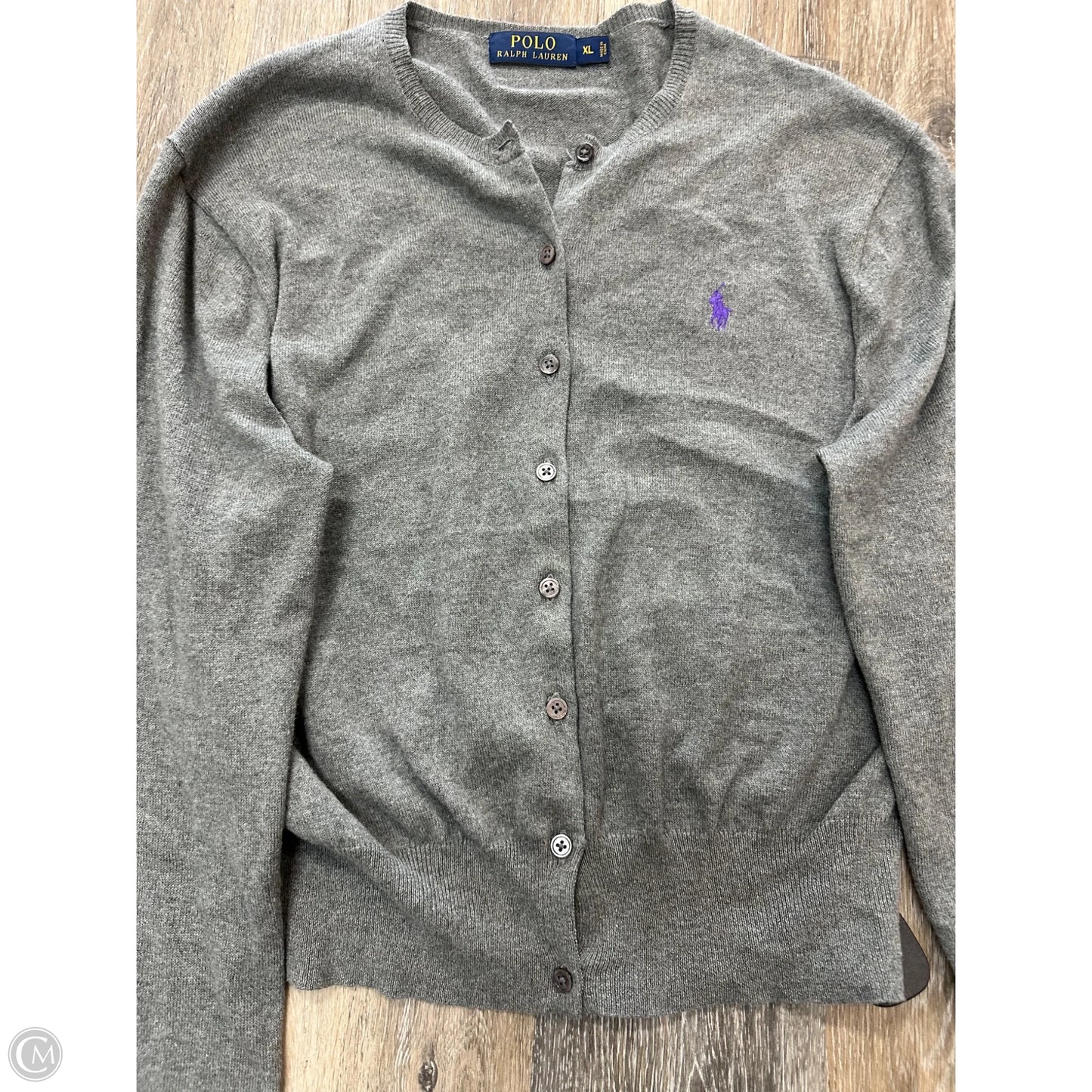 Sweater Cardigan By Polo Ralph Lauren In Grey, Size: Xl