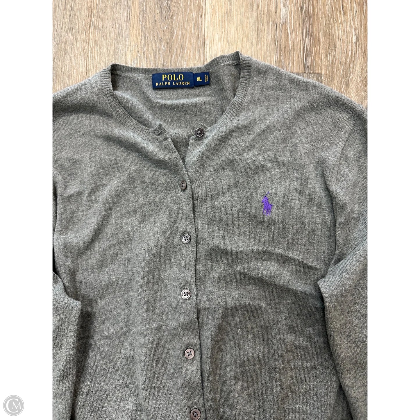 Sweater Cardigan By Polo Ralph Lauren In Grey, Size: Xl