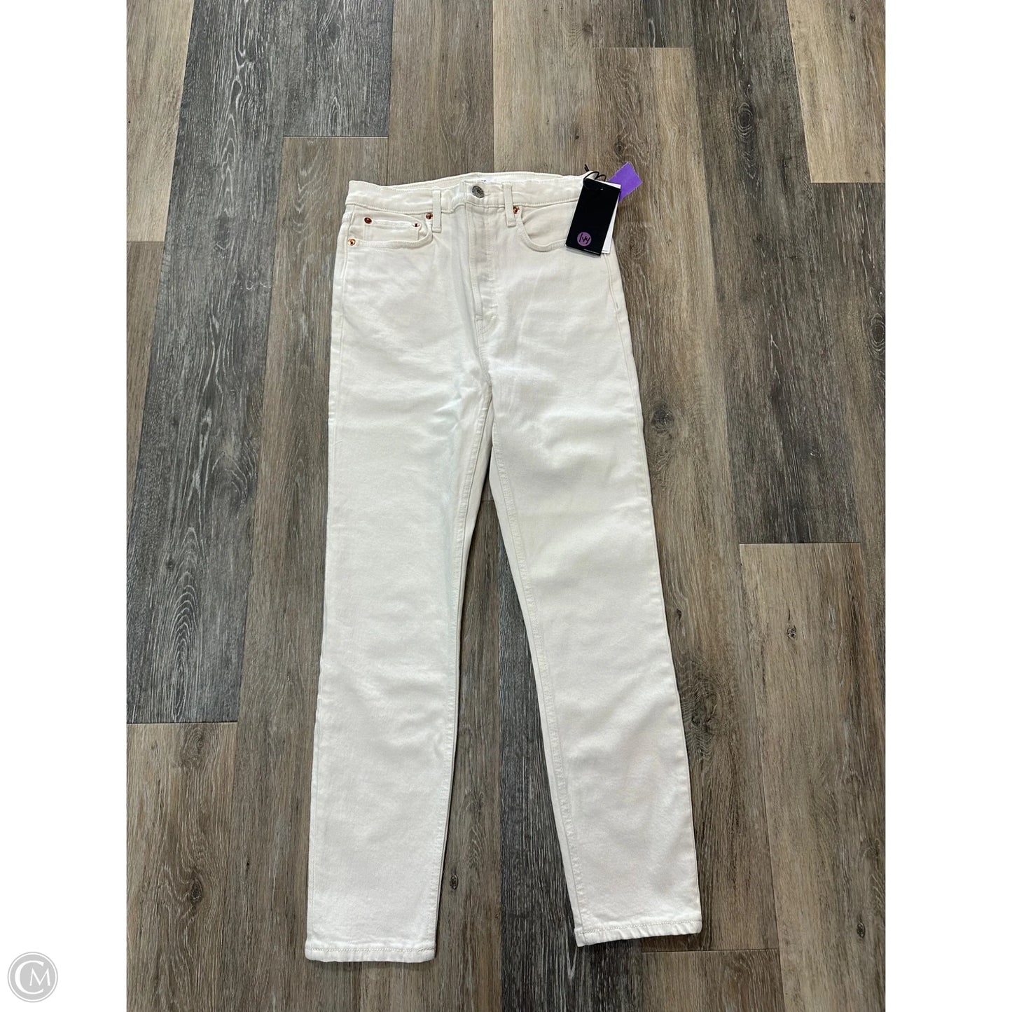 Jeans Straight By RE/DONE In Cream Denim, Size: 6
