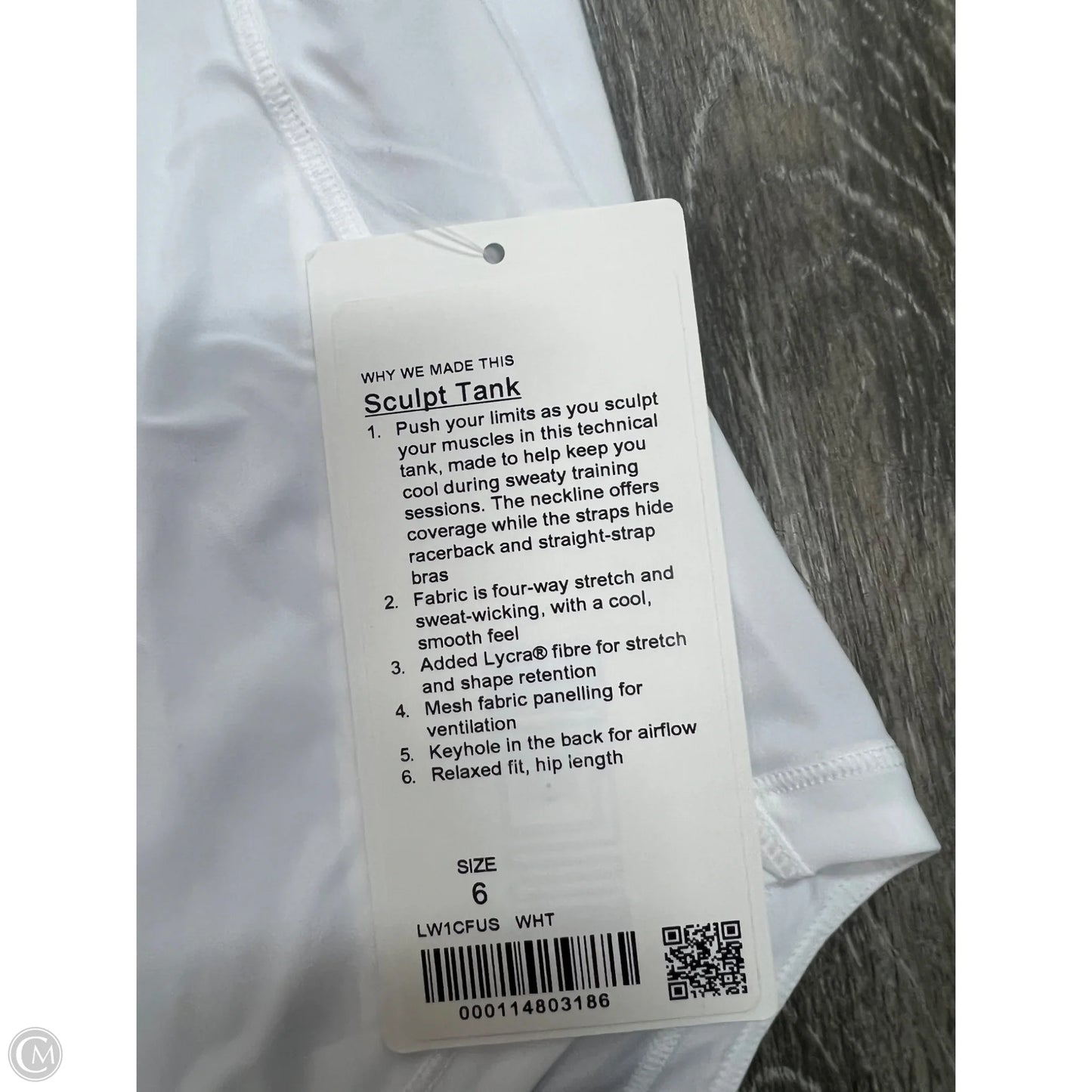 Athletic Tank Top By Lululemon In White, Size: 6