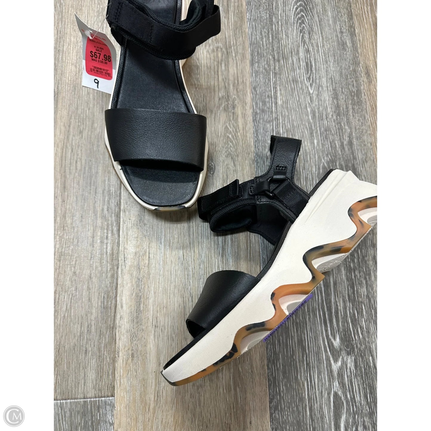 Sandals Heels Platform By Sorel In Black & Cream, Size: 9