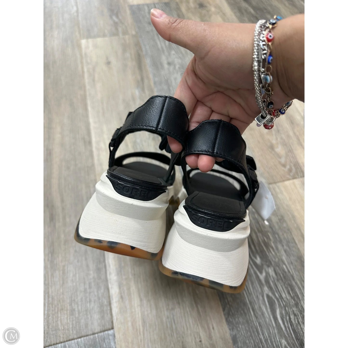 Sandals Heels Platform By Sorel In Black & Cream, Size: 9