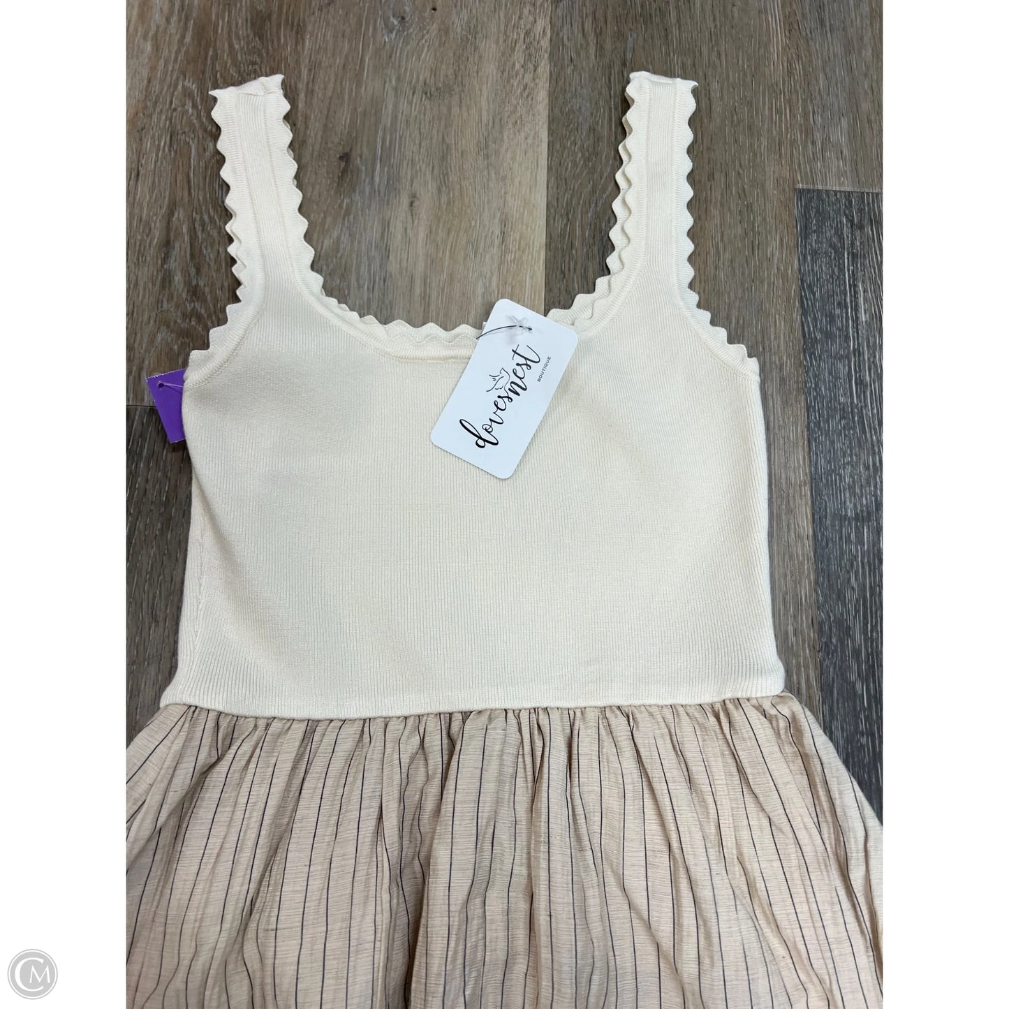 -Dress Casual Midi By Mine In Striped Pattern, Size: M