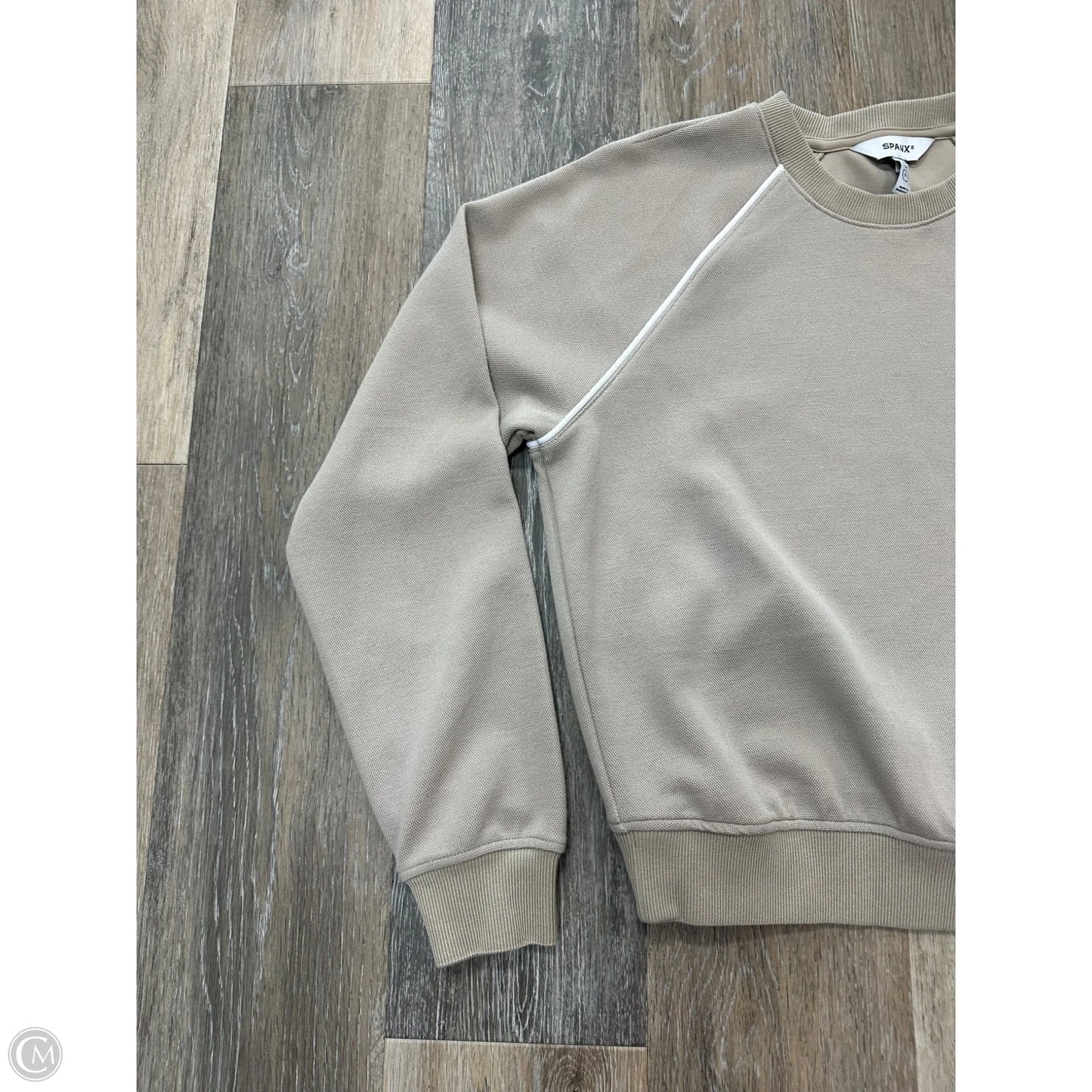 -Athletic Top Long Sleeve Crewneck By Spanx In Beige, Size: S
