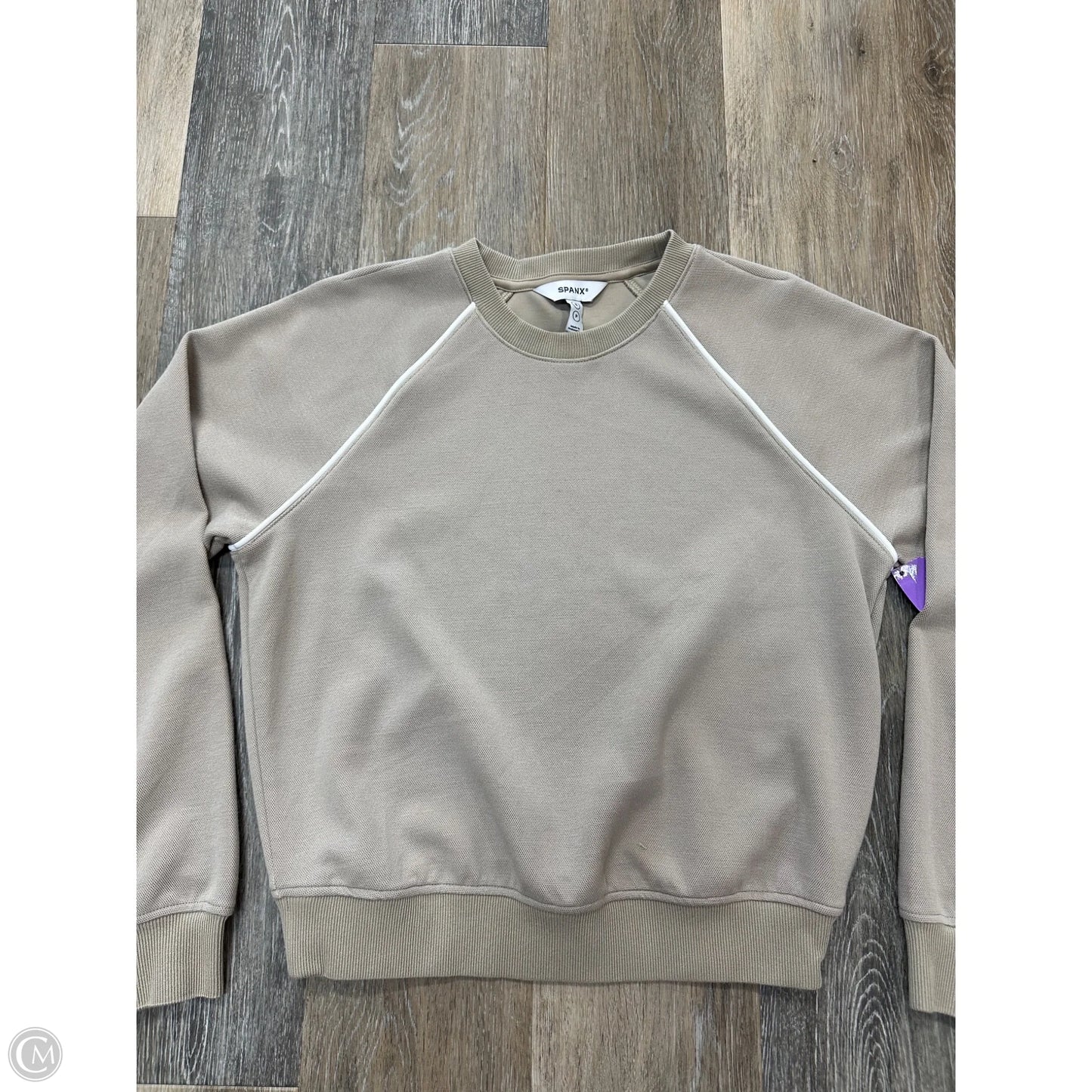 -Athletic Top Long Sleeve Crewneck By Spanx In Beige, Size: S