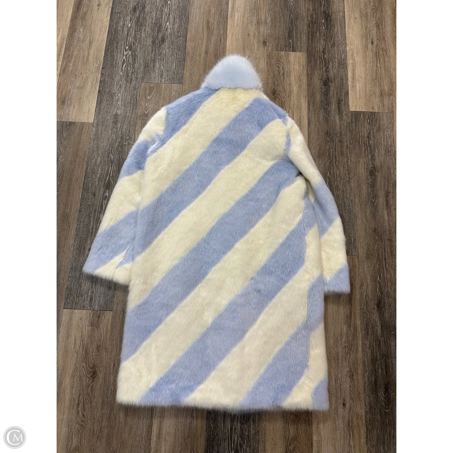 Coat Faux Fur & Sherpa By Maeve In Blue & Cream, Size: S