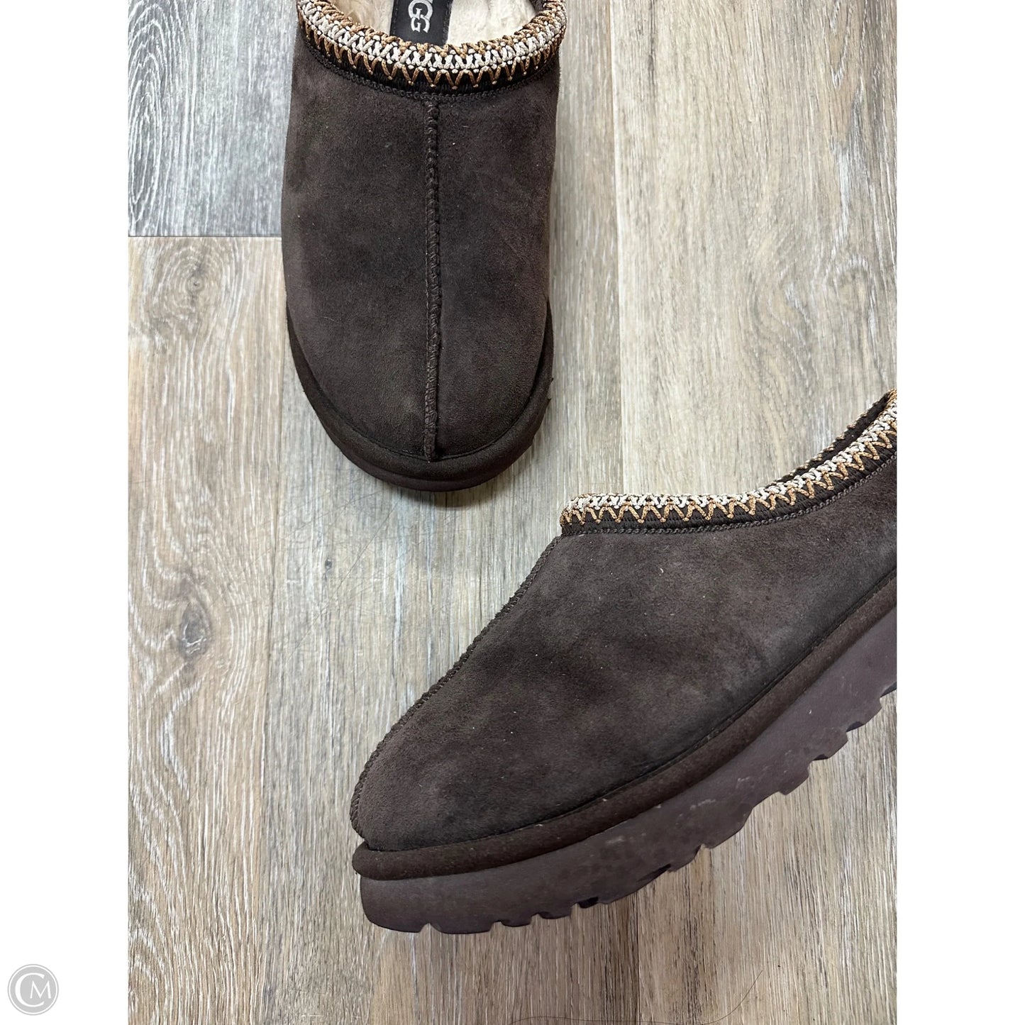 Slippers Designer By Ugg In Brown, Size: 9