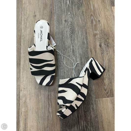 Sandals Heels Block By Monki In Black & White, Size: 9