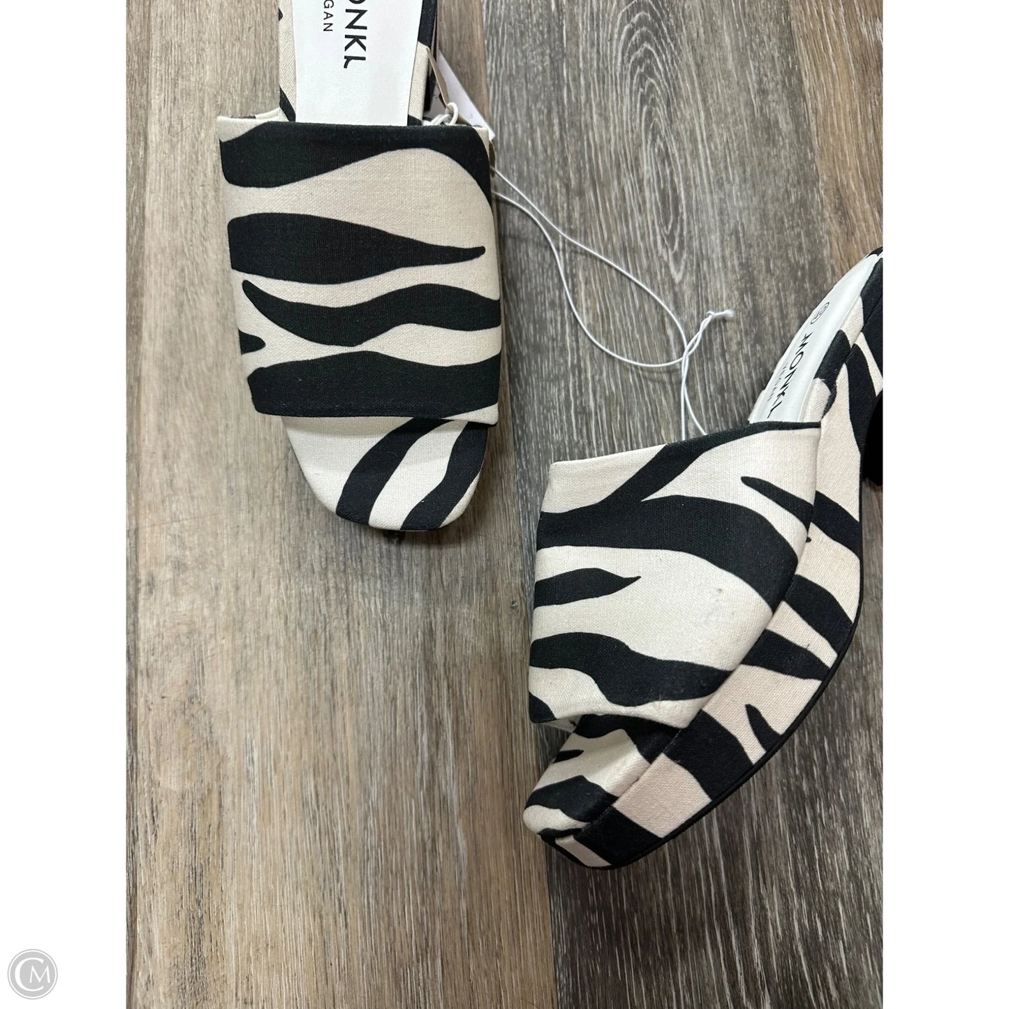 Sandals Heels Block By Monki In Black & White, Size: 9