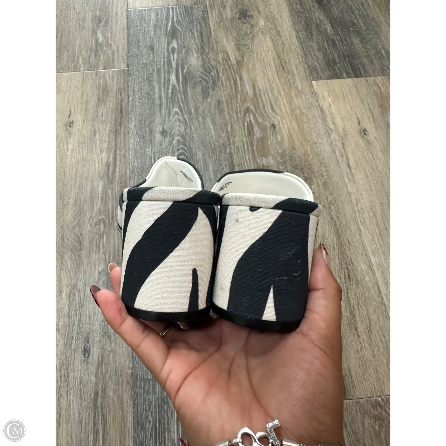 Sandals Heels Block By Monki In Black & White, Size: 9