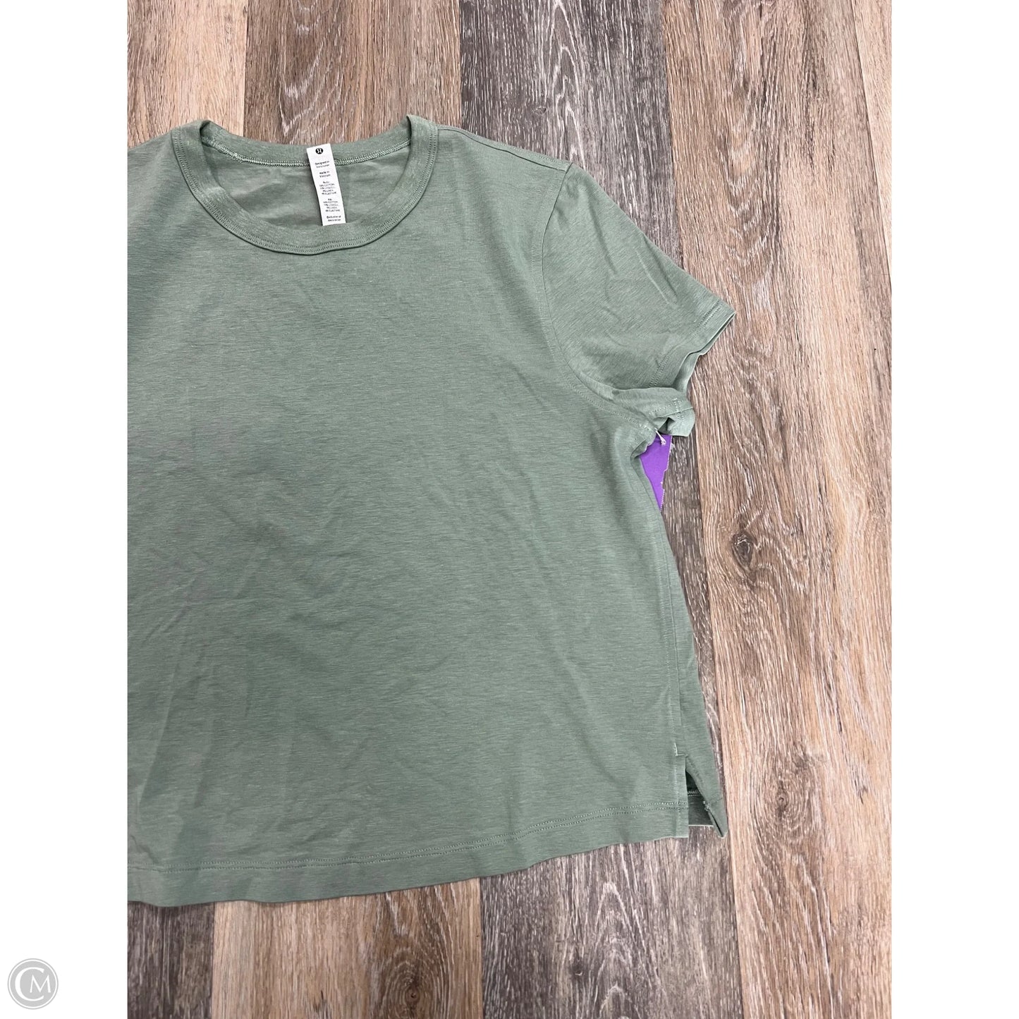 Athletic Top Short Sleeve By Lululemon In Green, Size: 4