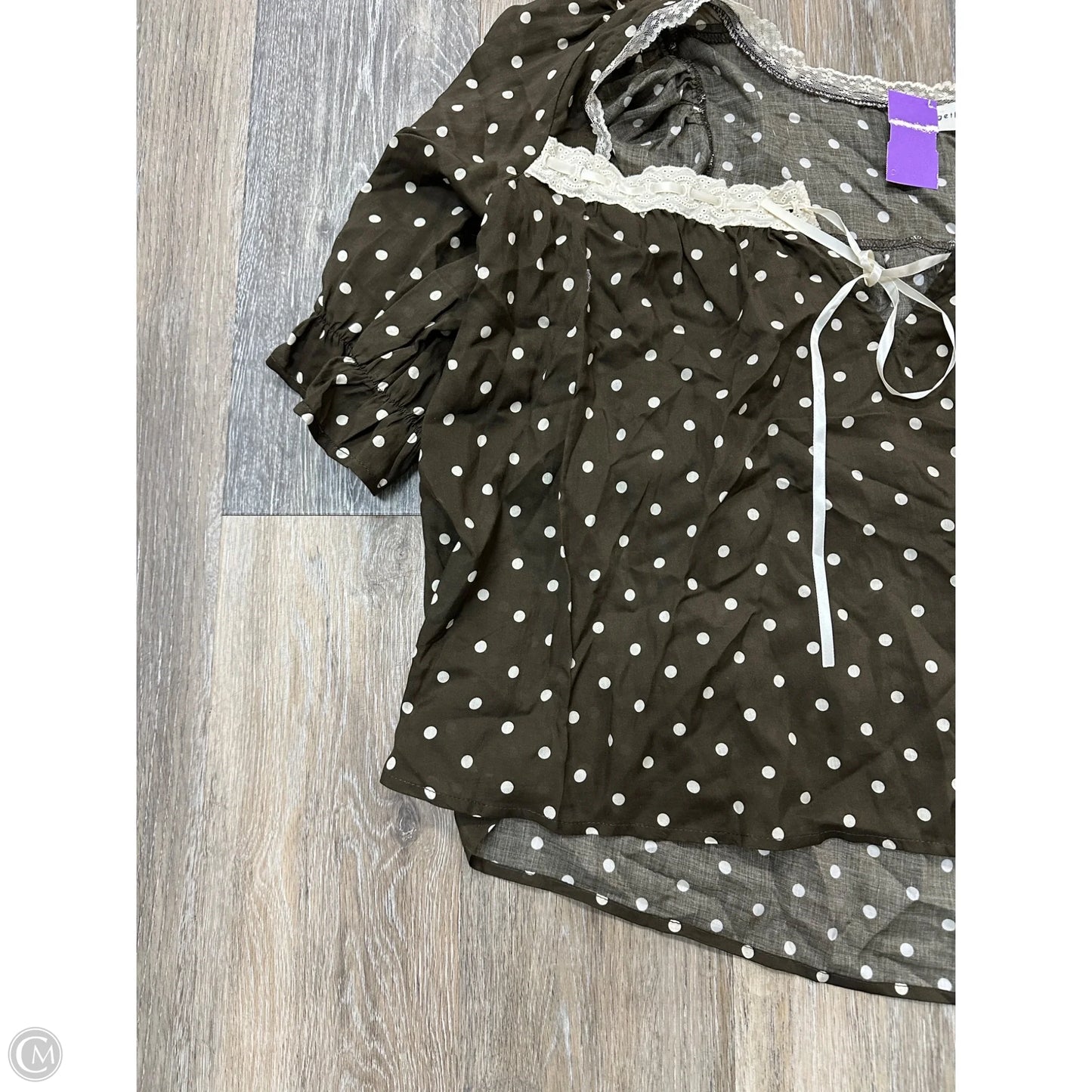 Blouse Short Sleeve By By Together In Polkadot Pattern, Size: L