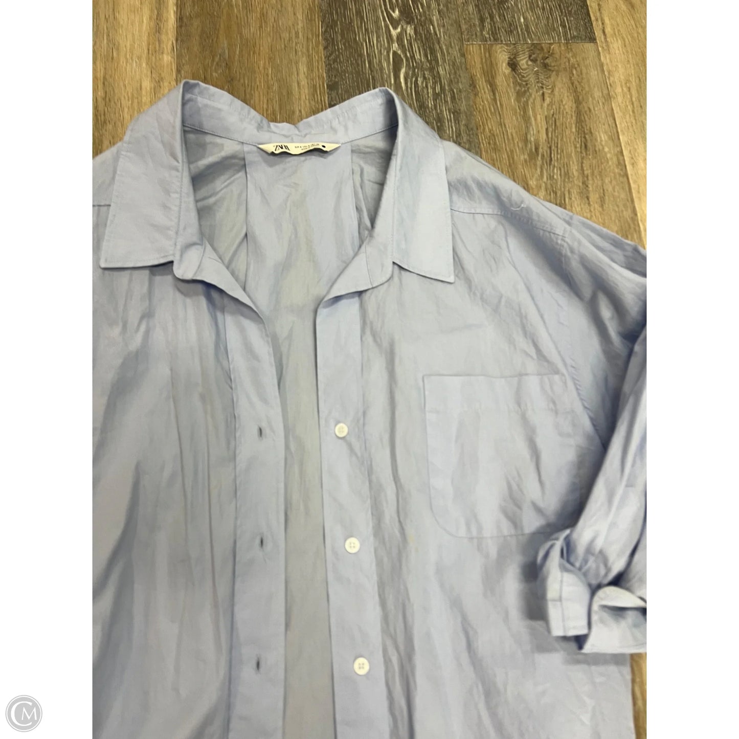 Blouse Long Sleeve By Zara In Blue, Size: S