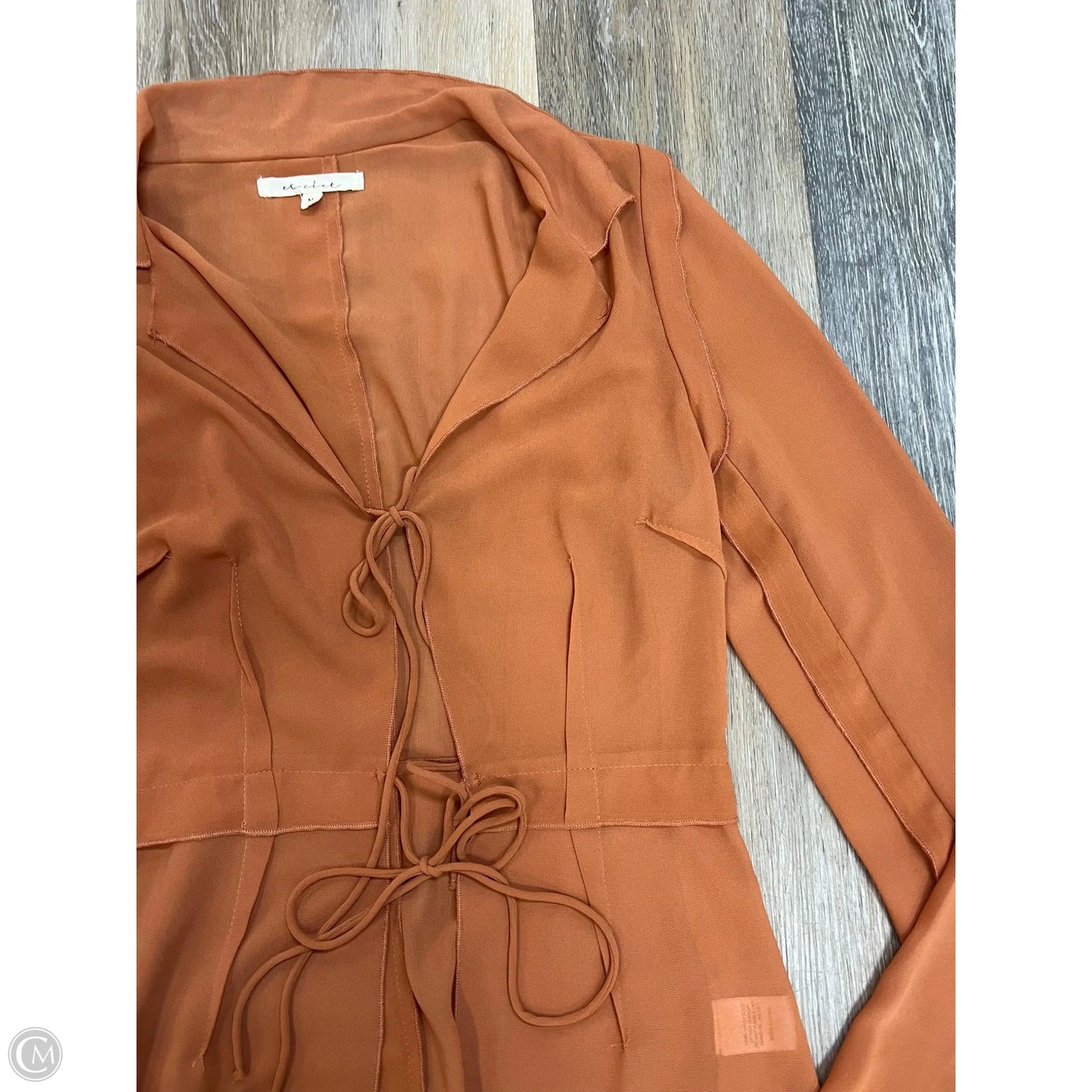 Blouse Long Sleeve By Et Clet In Orange, Size: M